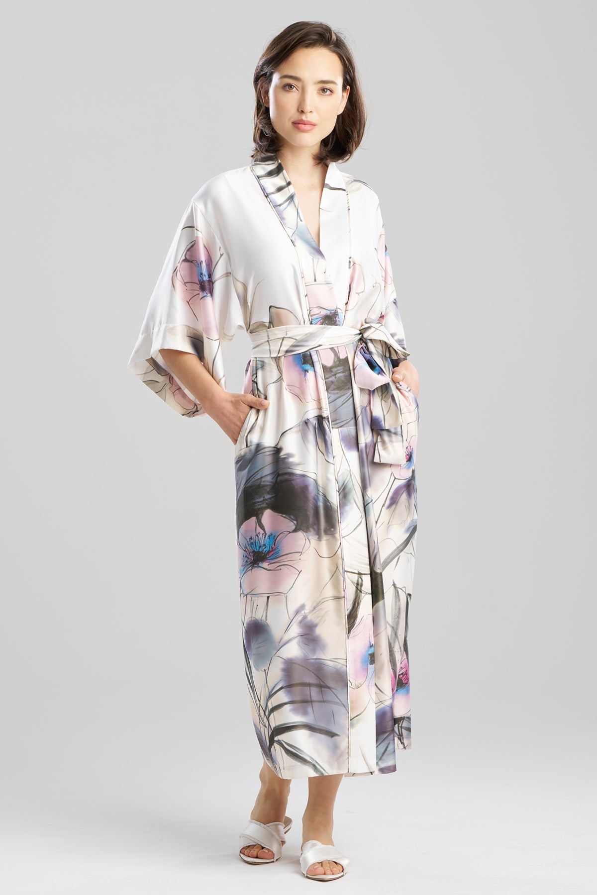 NATORI Hiyaku Printed Charmeuse Robe
