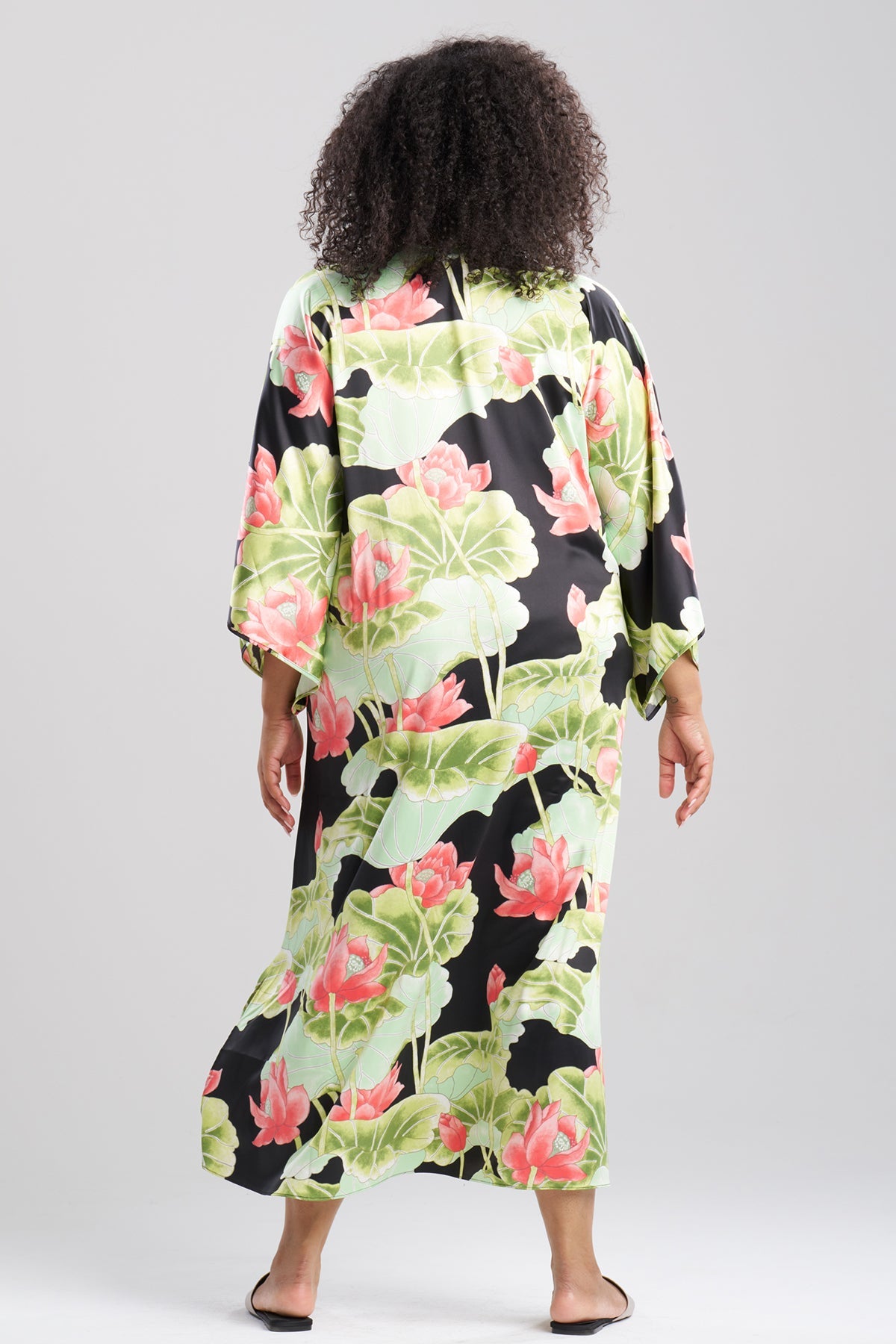 NATORI Ascendant Lotus Printed Satin Caftan