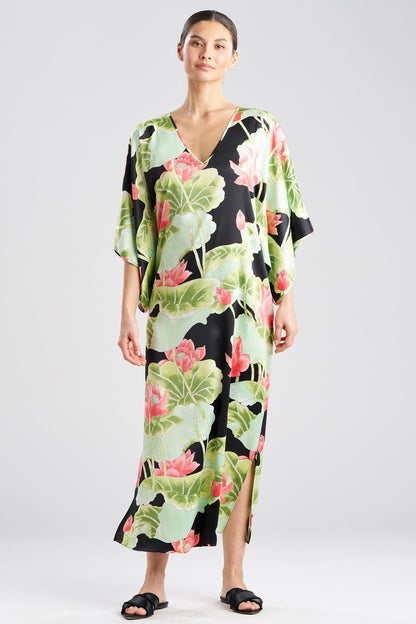 NATORI Ascendant Lotus Printed Satin Caftan