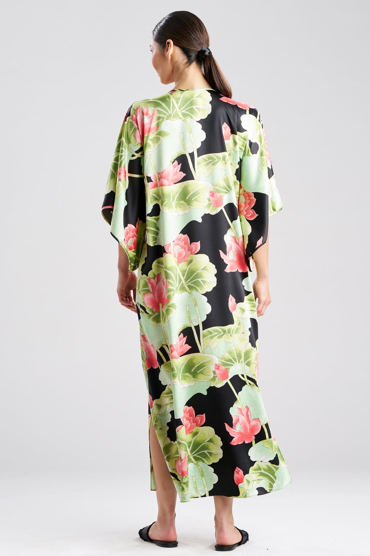 NATORI Ascendant Lotus Printed Satin Caftan