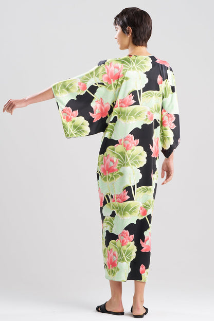 NATORI Ascendant Lotus Printed Satin Caftan
