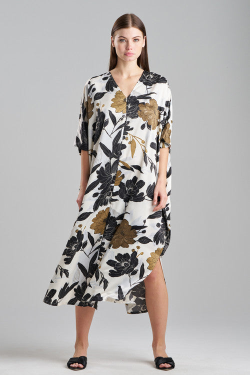 NATORI Buy Peony Blossom Zip Caftan in Neutral Online