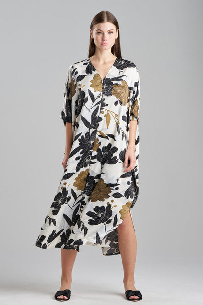 NATORI Buy Peony Blossom Zip Caftan in Neutral Online
