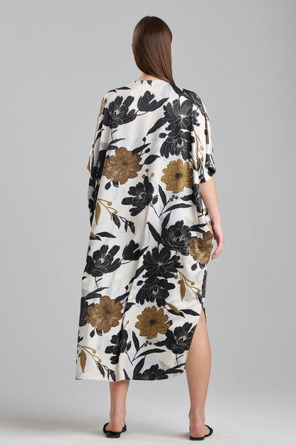 NATORI Buy Peony Blossom Zip Caftan in Neutral Online