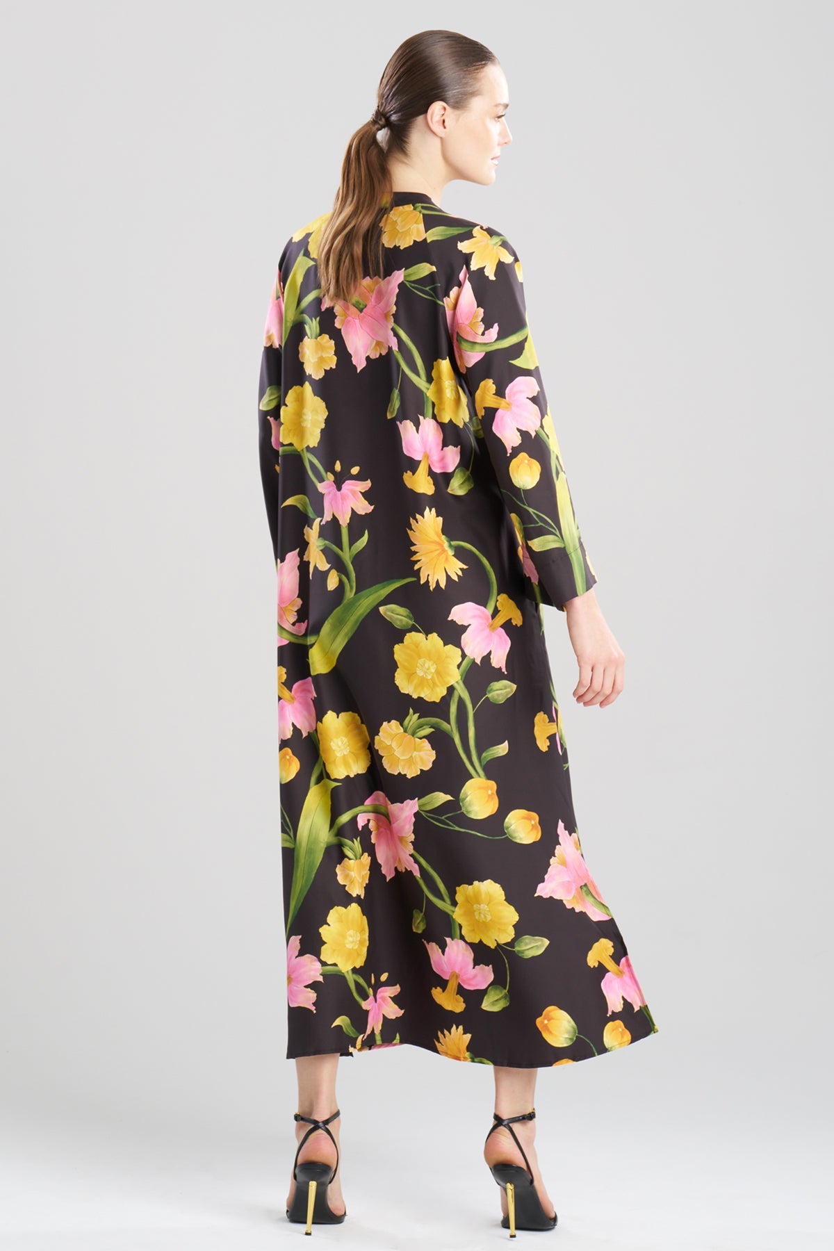 NATORI Solene Matte Charmeuse Mandarin Zip Caftan
