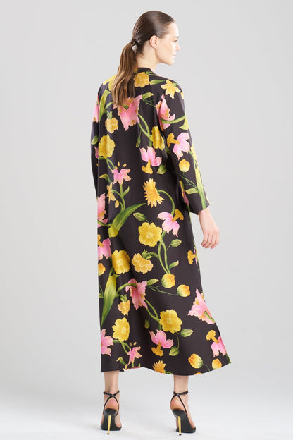 NATORI Solene Matte Charmeuse Mandarin Zip Caftan