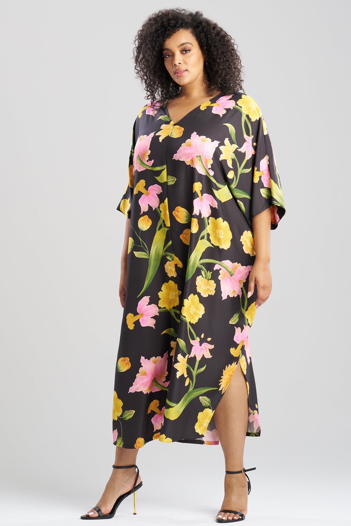 NATORI Solene Matte Charmeuse Zip Caftan
