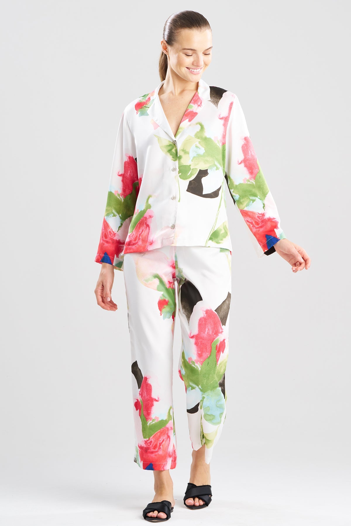NATORI Calypso Printed Charmeuse Notch PJ