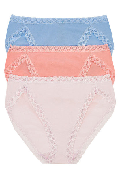 NATORI Buy Bliss French Cut Briefs 3 Pack in Ocean Mist/Peach/Blushing Pink Online