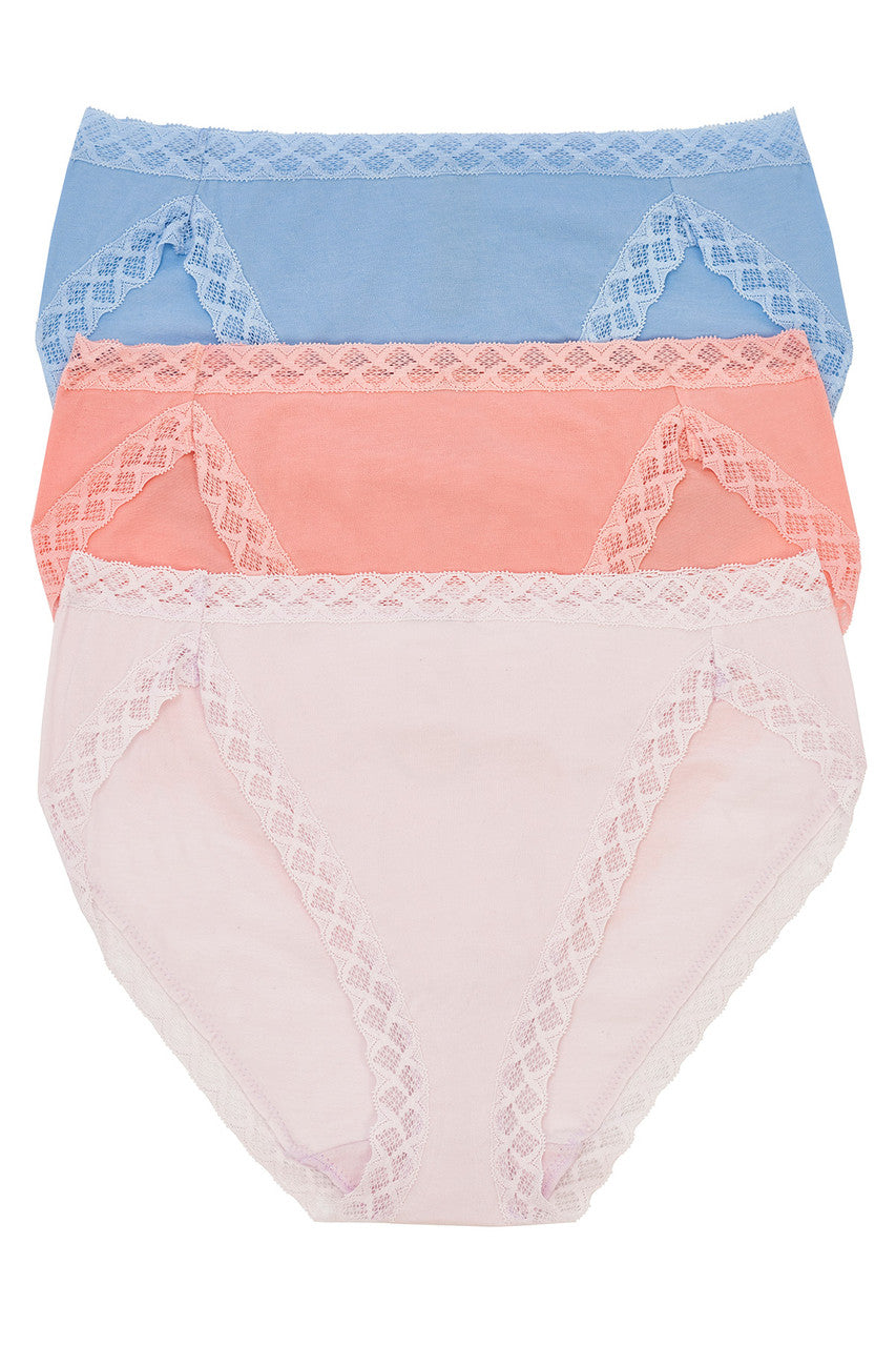 NATORI Buy Bliss French Cut Briefs 3 Pack in Ocean Mist/Peach/Blushing Pink Online