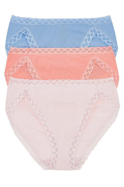 NATORI Buy Bliss French Cut Briefs 3 Pack in Ocean Mist/Peach/Blushing Pink Online