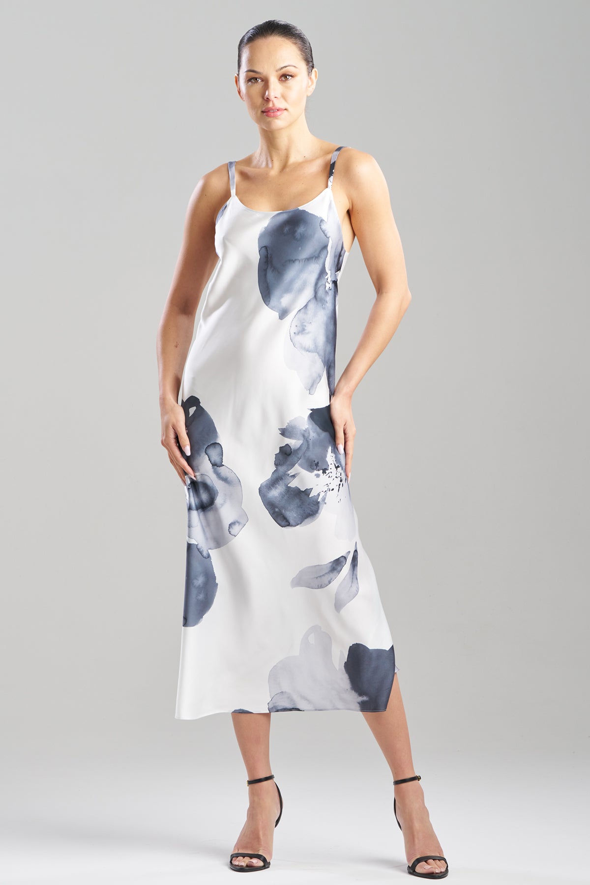 NATORI Aurelia Printed Satin Slip Dress
