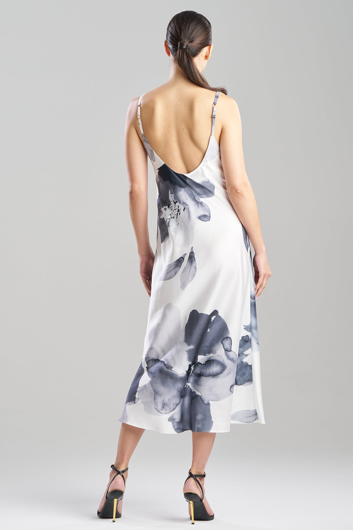 NATORI Aurelia Printed Satin Slip Dress