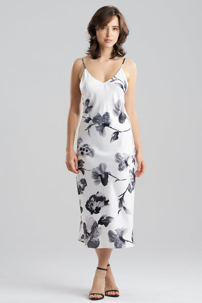 NATORI Aurelia Printed Satin Slip Dress