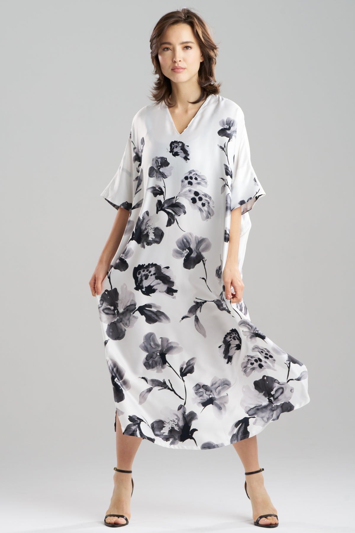 NATORI Aurelia Charmeuse V-Neck Caftan