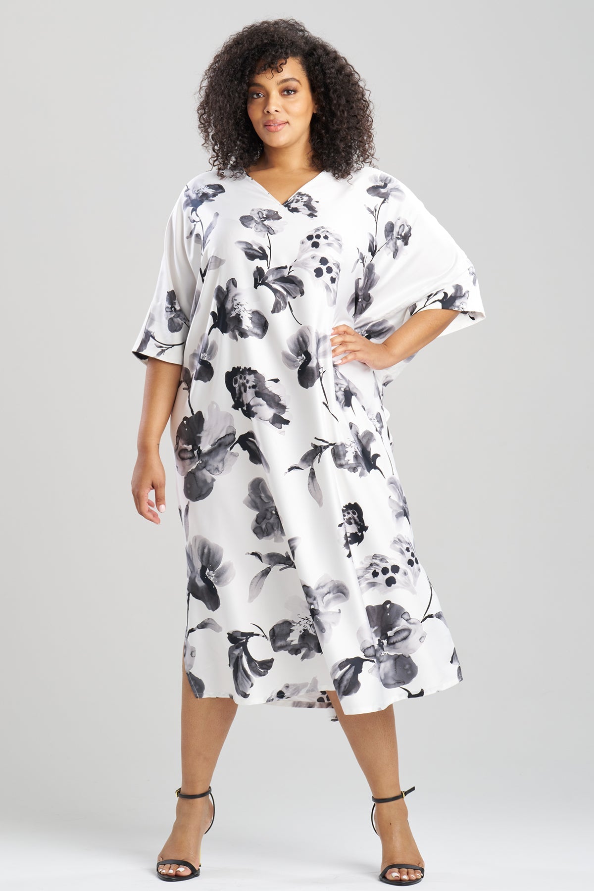 NATORI Aurelia Charmeuse V-Neck Caftan