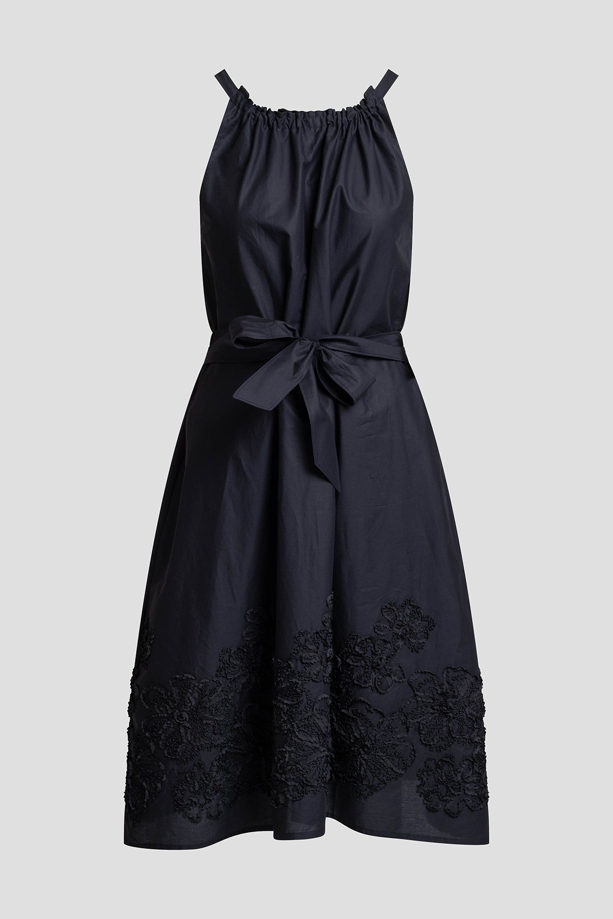 NATORI Carnation Embroidery Cotton Voile Halter Dress