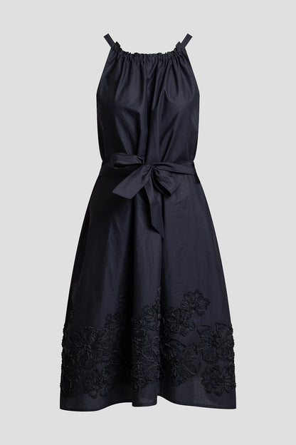 NATORI Carnation Embroidery Cotton Voile Halter Dress