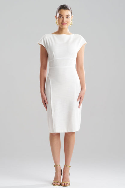 NATORI Stretch Basketweave Cotton Sheath Dress