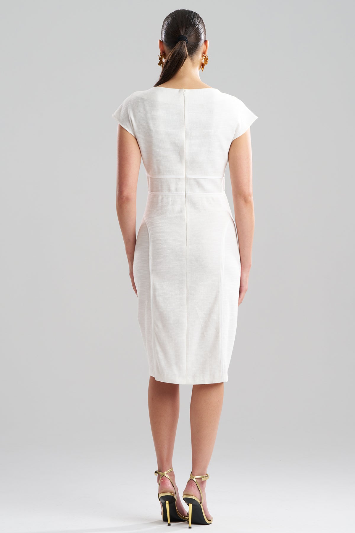 NATORI Stretch Basketweave Cotton Sheath Dress