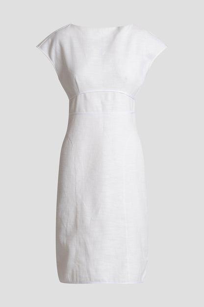 NATORI Stretch Basketweave Cotton Sheath Dress