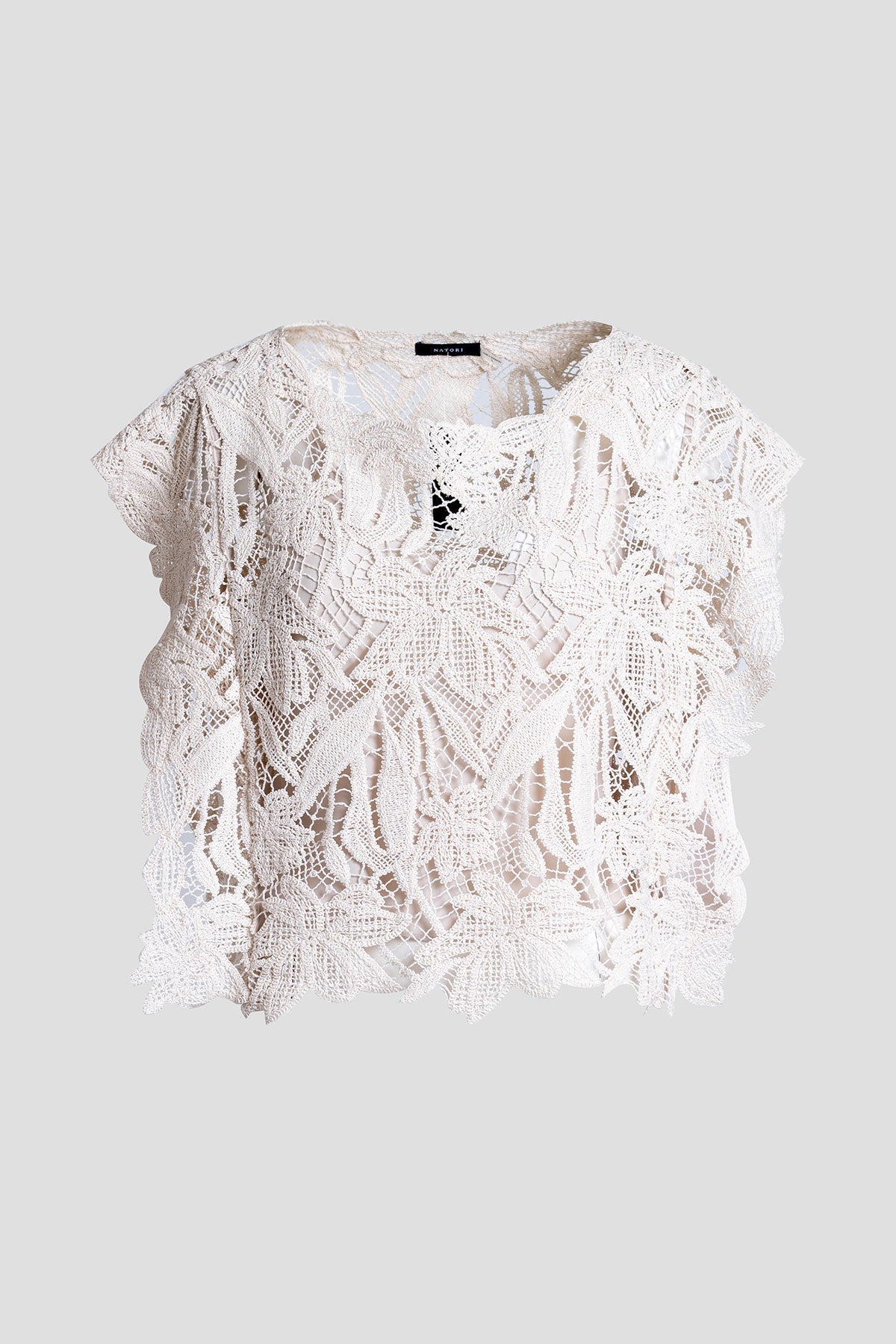 NATORI Crochet Lace Cotton Square Top