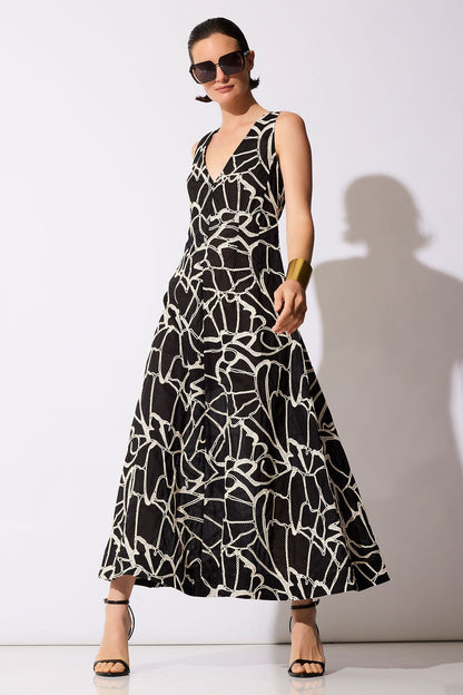NATORI Butterfly Embroidery Deep V-Neck Cotton Sundress