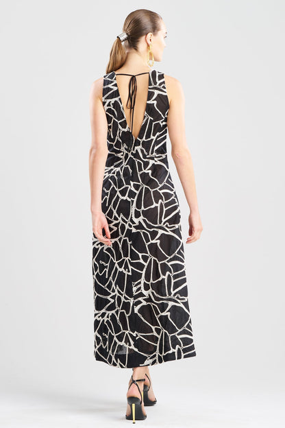 NATORI Butterfly Embroidery Deep V-Neck Cotton Sundress