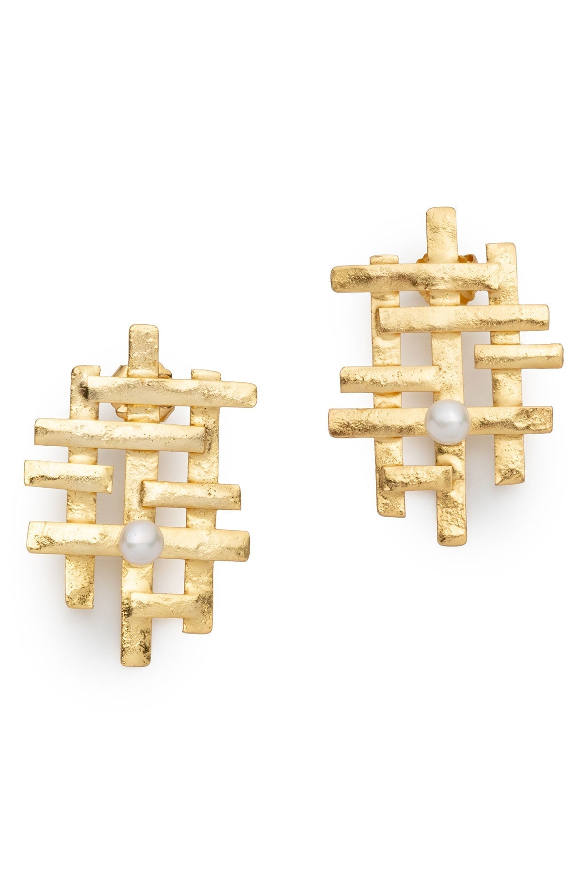 NATORI Fresh Water Pearl & Gold Plated Statement Pierced Earrings