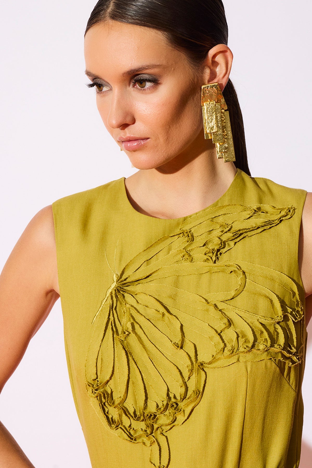 NATORI Sculptural Gold Plated Brass Drop Earrings