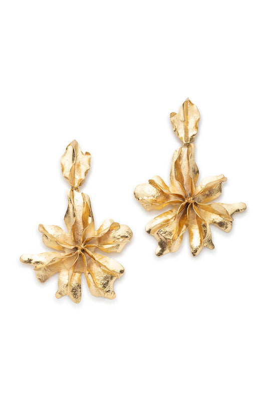 NATORI Gold Plated Brass Floral Cuff Earrings