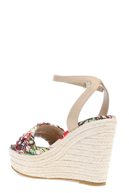 NATORI Buy Rae Tropical Braided Wedge Sandals in Natural Online