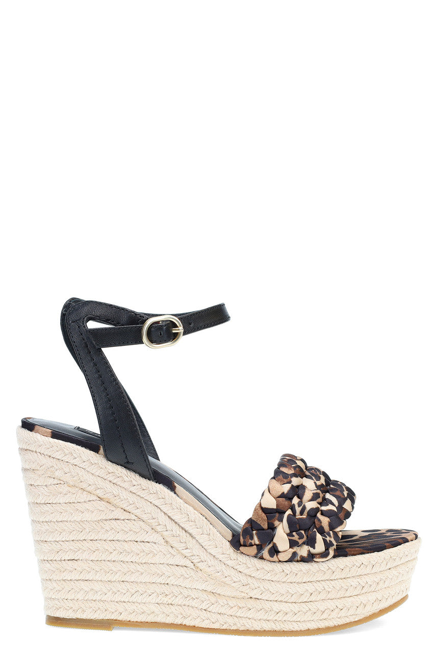 NATORI Buy Rae Luxe Leopard Hinami Braided Wedge Sandals in Chestnut Online