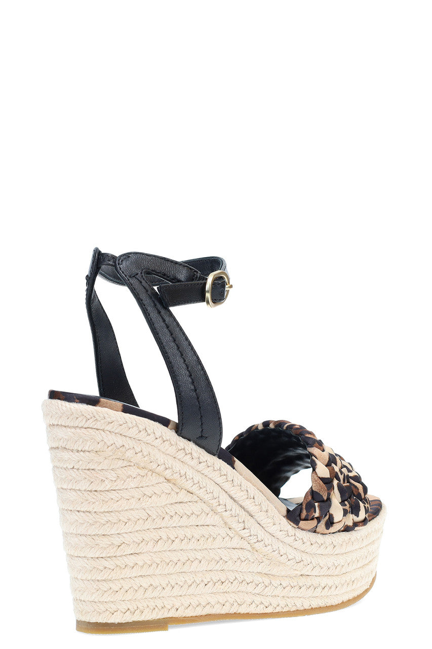 NATORI Buy Rae Luxe Leopard Hinami Braided Wedge Sandals in Chestnut Online