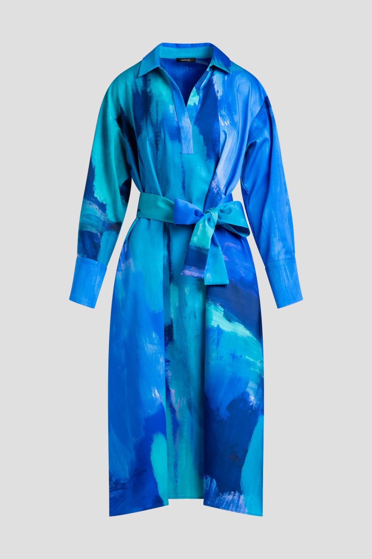 NATORI Brushstroke Cotton Chino Oversized Shirtdress