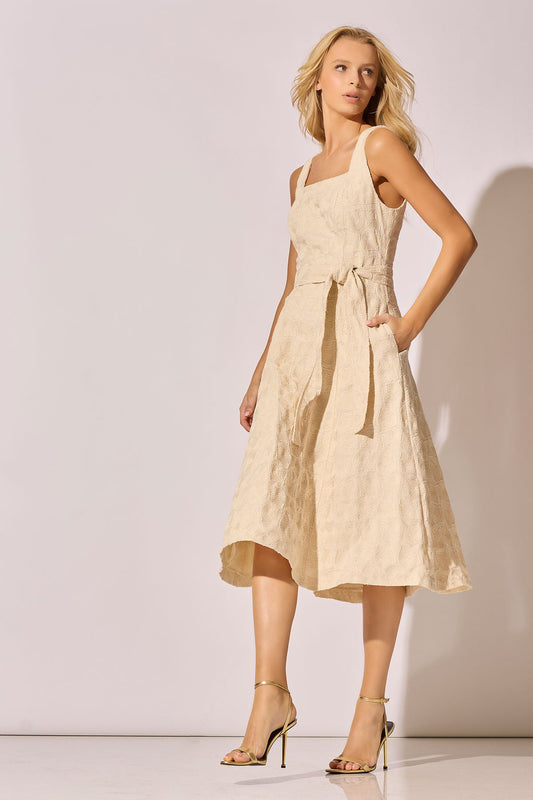 NATORI Spiral Embroidery Square Tank Dress