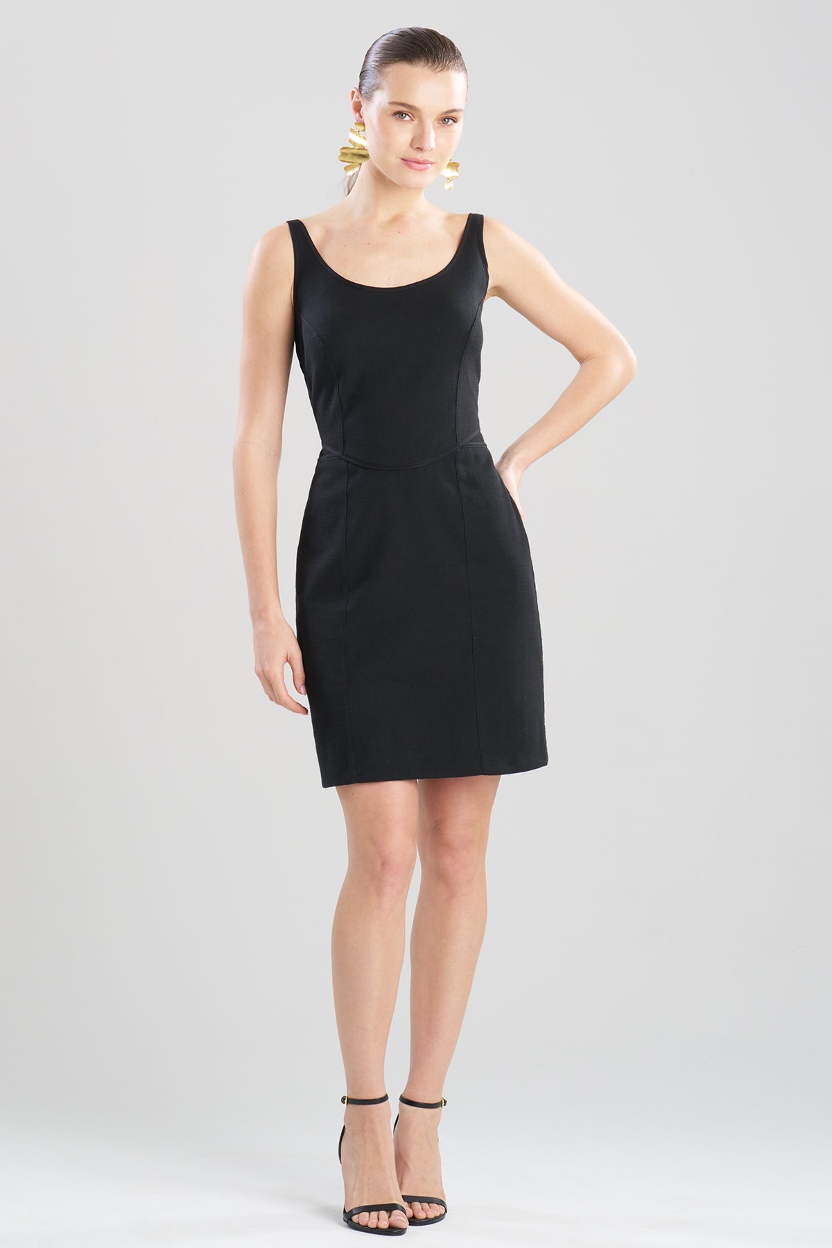 NATORI Stretch Basketweave Cotton Mini Dress