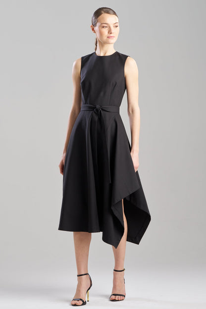 NATORI Cotton Blend Woven Sleeveless Assymetric Dress
