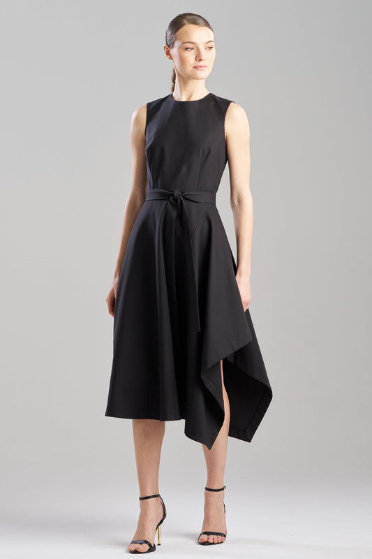 NATORI Cotton Blend Woven Sleeveless Assymetric Dress