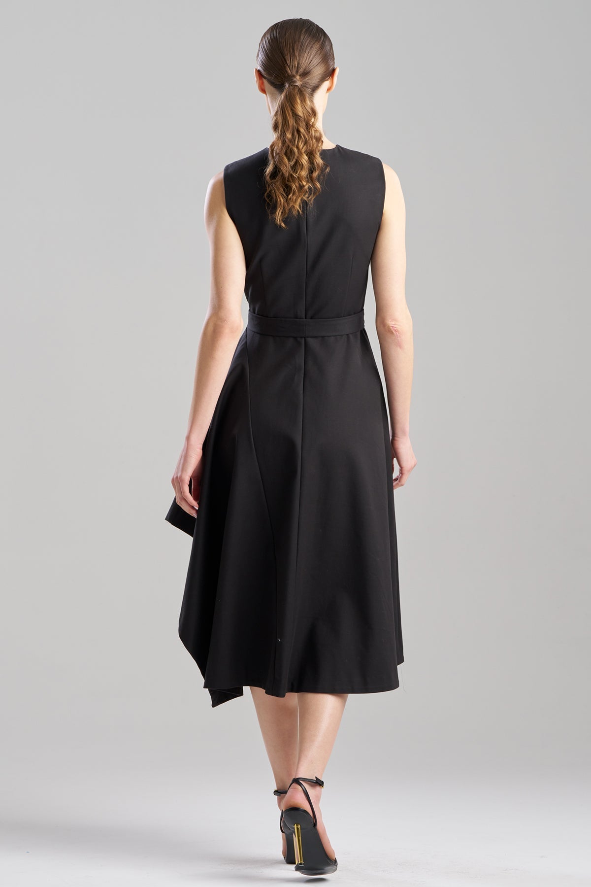 NATORI Cotton Blend Woven Sleeveless Assymetric Dress
