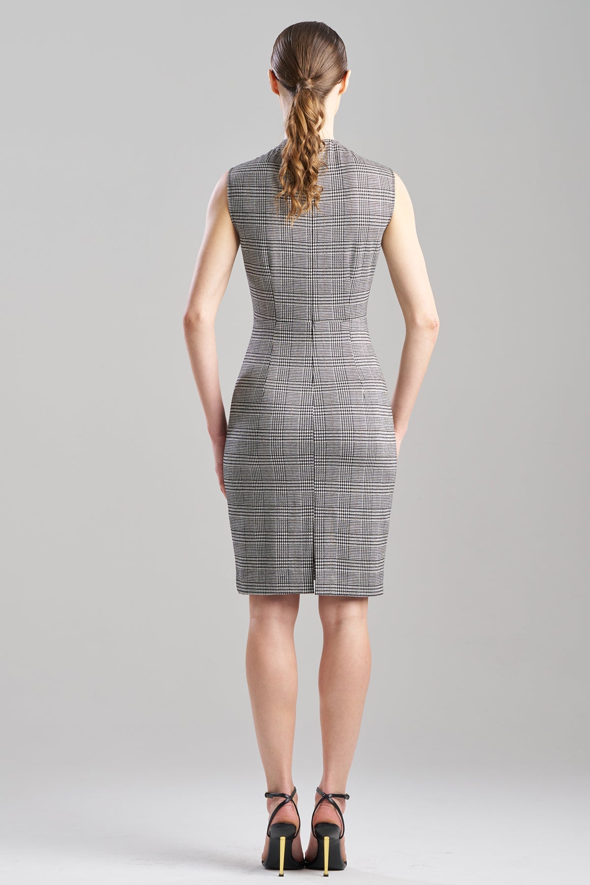 NATORI Check Lace Embellished Sheath Dress