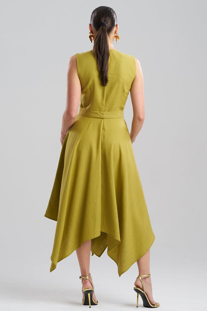 NATORI Solid Linen Handkerchief Embellished Dress