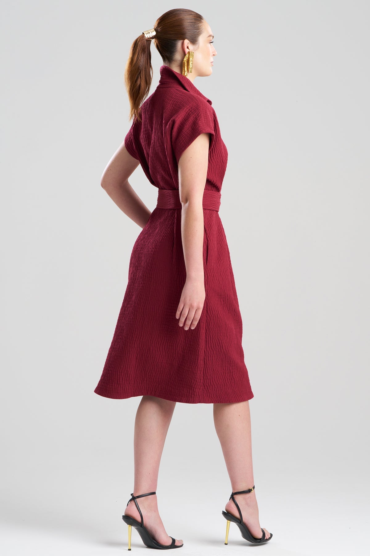 NATORI Textured Cotton Jacquard Shirtdress