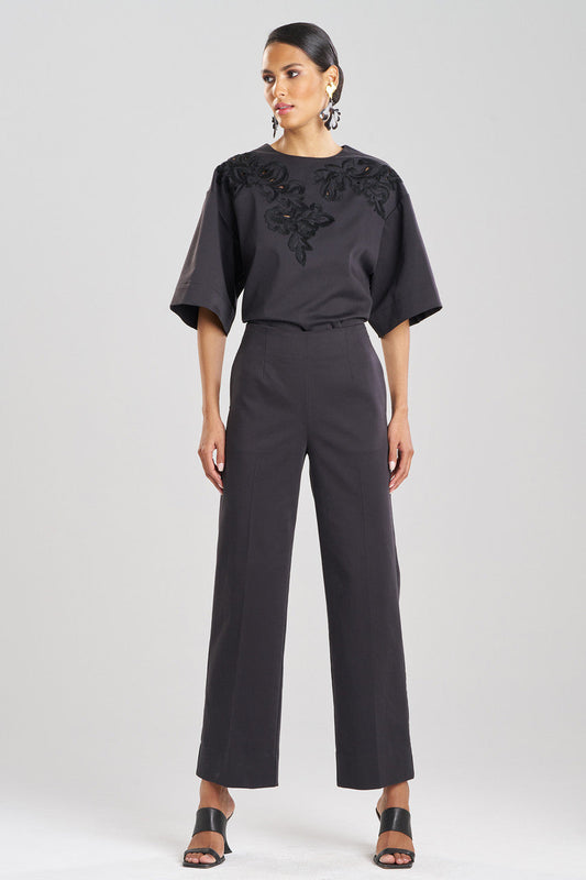 NATORI Buy Cotton Chino Straight Leg Pants in Black Online