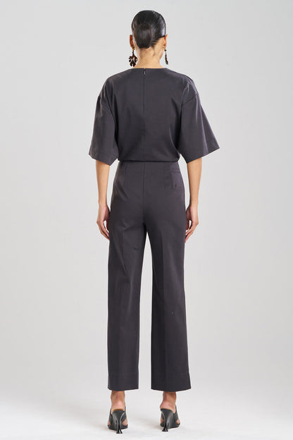 NATORI Buy Cotton Chino Straight Leg Pants in Black Online