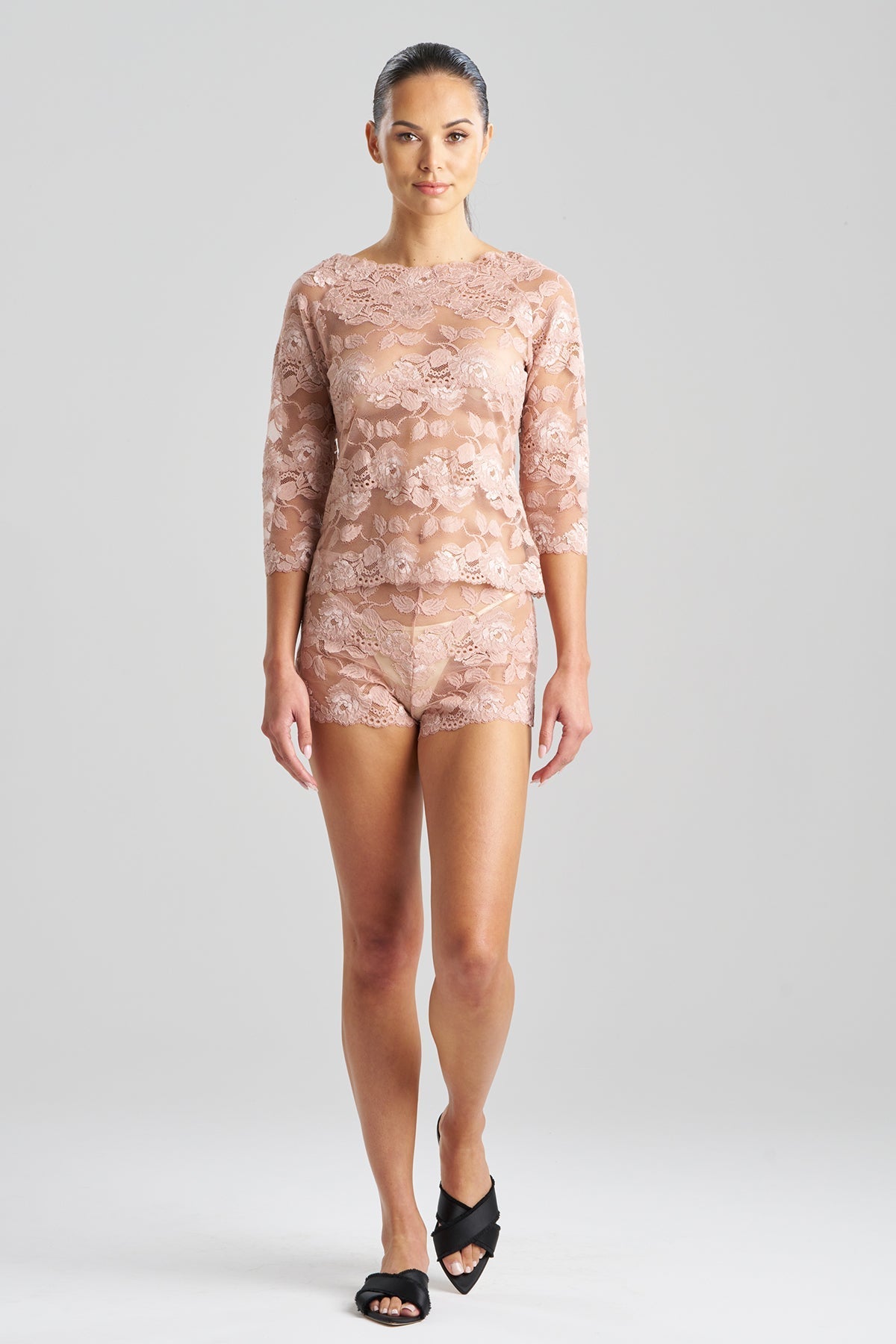 NATORI Buy Imagine Allover Lace Top in Rose Petal Online
