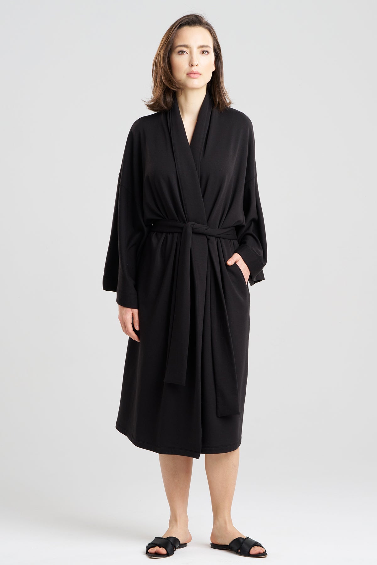 NATORI Cocoon Brushed French Terry Dragon Embroidered Robe