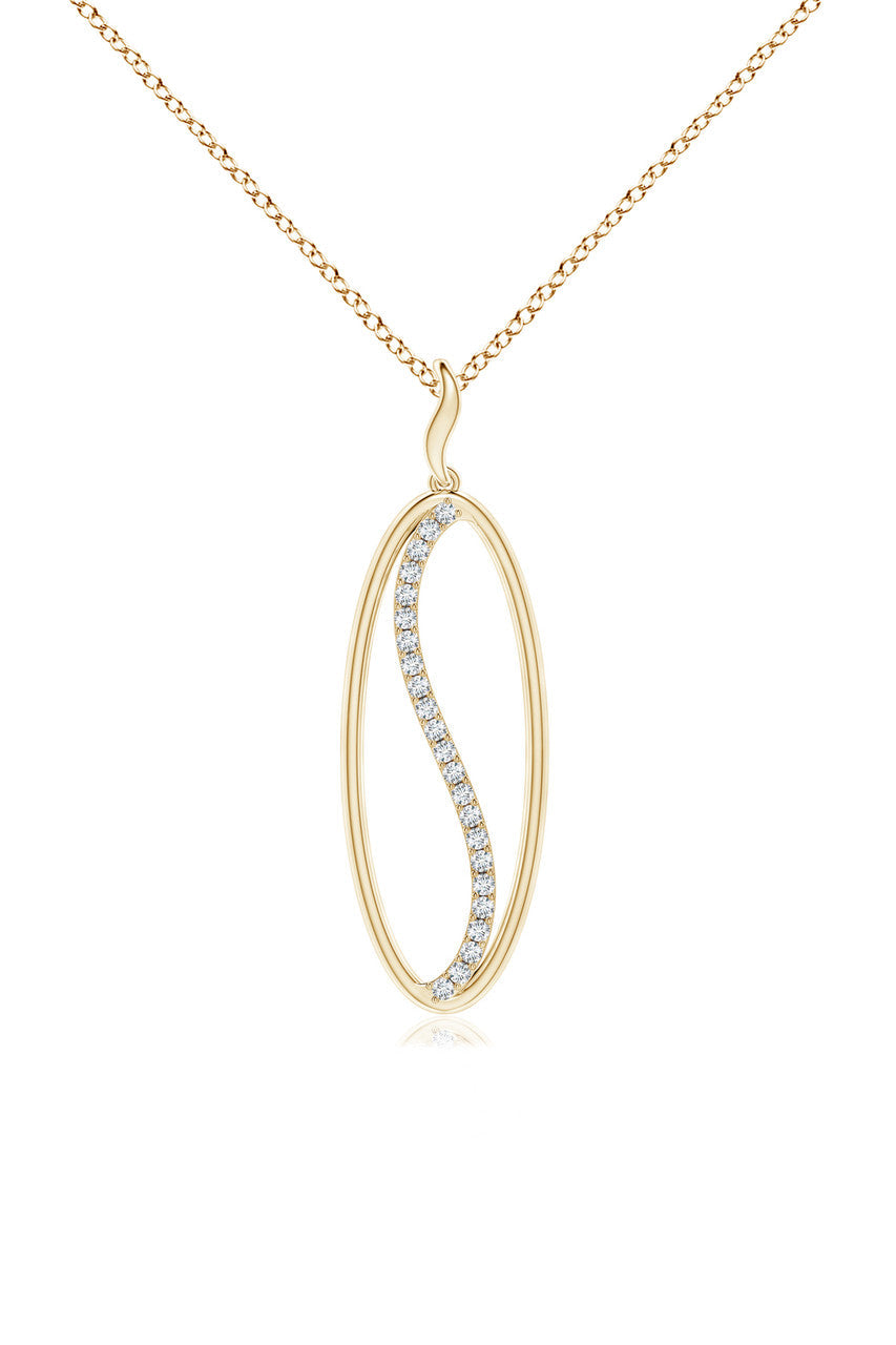 NATORI Buy Shangri-La Elliptical Yin-Yang 14K Gold and Diamond Pendant Necklace in 14K Yellow Gold Online