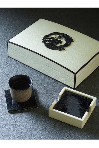 NATORI Buy Shagreen Dragon Box in White W/ Black Online