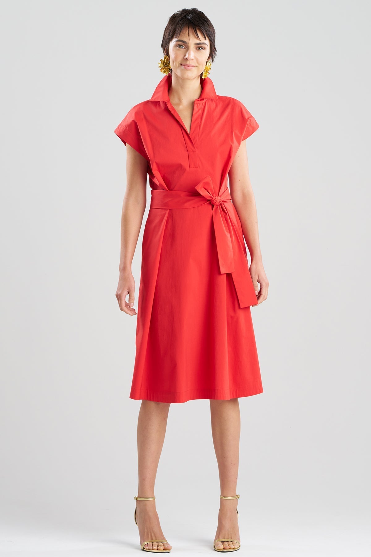 NATORI Tech Cotton Taffeta Shirtdress